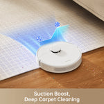 Încarcă imaginea în vizualizatorul Galerie, Dreame D10 Plus Gen 2 Robot Vacuum demonstrating suction boost on carpet.
