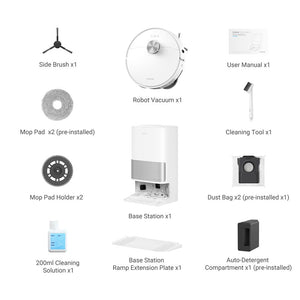 Dreame L10s Ultra Gen 2 Robot Vacuum accessory kit components laid out.